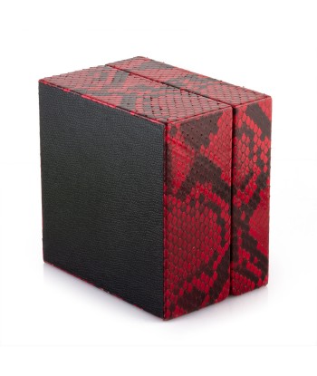 Leather watch box - Watch case for 1 watch - Red / black python destockage