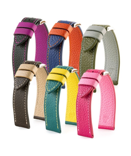 "Holi" leather watch band - Buffalo (black, blue, kaki, brown, pink) livraison gratuite