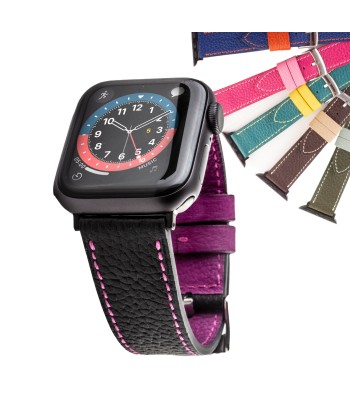 Apple Watch Leather Watchband "Holi" - Buffalo (black, blue, kaki, brown, pink) suggérées chez