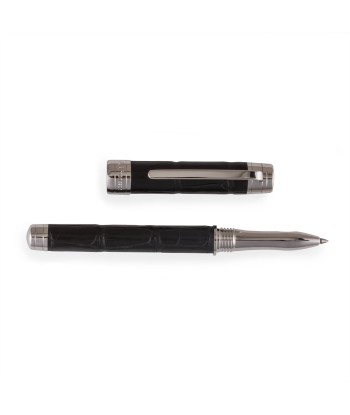 "Essential Black Alligator" Leather rollerball pen – Rhodium steel à prix réduit toute l'année