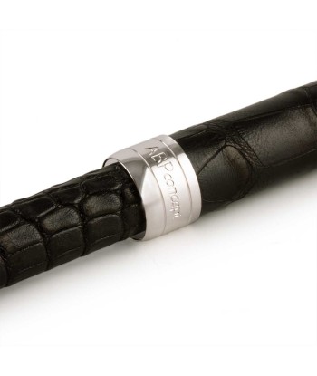 "Essential Black Alligator" Leather rollerball pen – Rhodium steel à prix réduit toute l'année