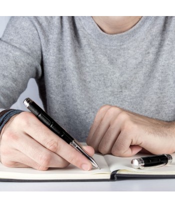 "Essential Black Alligator" Leather rollerball pen – Rhodium steel à prix réduit toute l'année