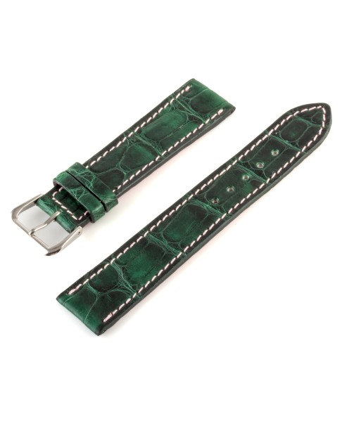 Alligator "Solo" leather watch band - 20mm width (0.79 inches) / Size M (n° 4) pas cher