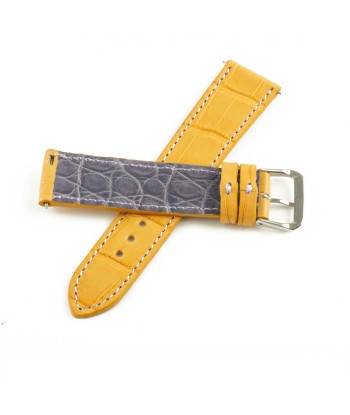 Alligator "Solo" leather watch band - 21mm width (0.83 inches) / Size M (n° 8) la livraison gratuite