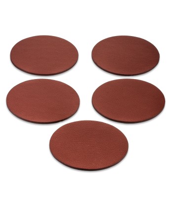 Set of 5 leather coasters - Brown grained calf le des métaux précieux