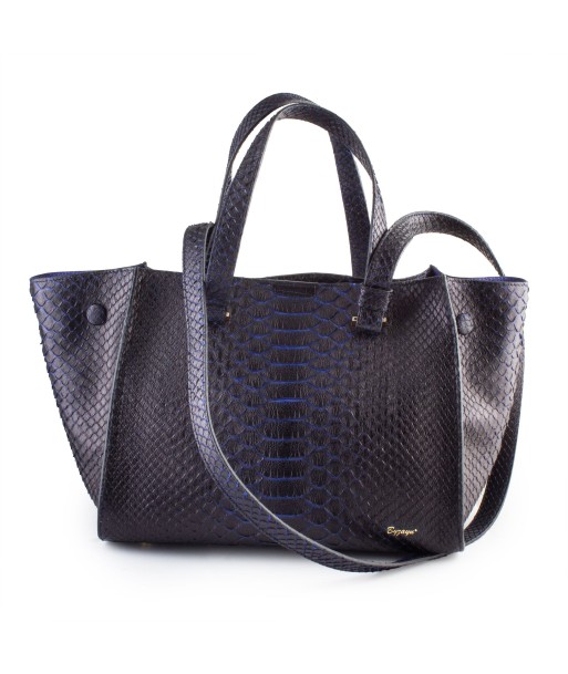 Leather handbag - Black / blue python Comparez et commandez 