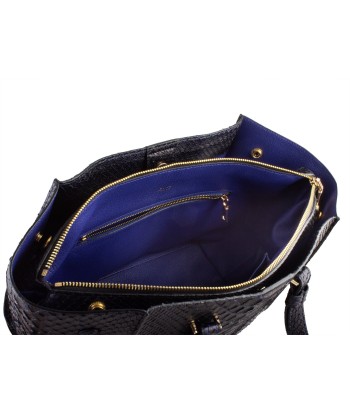 Leather handbag - Black / blue python Comparez et commandez 