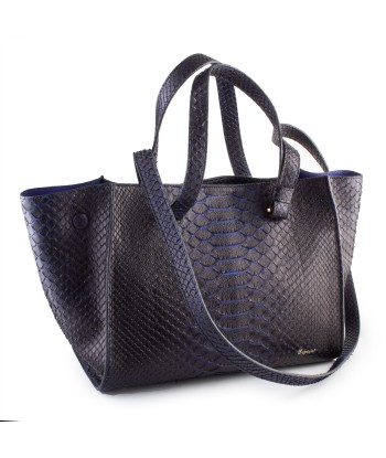 Leather handbag - Black / blue python Comparez et commandez 