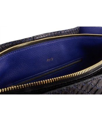 Leather handbag - Black / blue python Comparez et commandez 