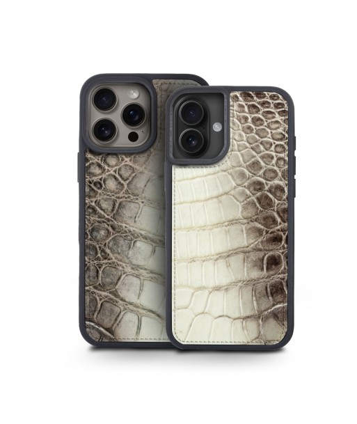 iPhone "Sport case" with leather cover - iPhone 16 ( all models ) - Genuine "Himalaya" crocodile brillant des détails fins