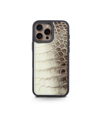 iPhone "Sport case" with leather cover - iPhone 16 ( all models ) - Genuine "Himalaya" crocodile brillant des détails fins