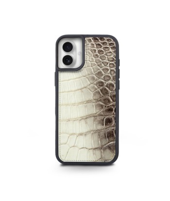 iPhone "Sport case" with leather cover - iPhone 16 ( all models ) - Genuine "Himalaya" crocodile brillant des détails fins