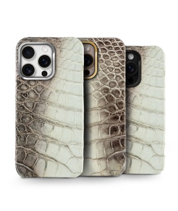 Leather iPhone case / cover "Prime" - iPhone 16 ( Pro & Pro Max only ) - Genuine "Himalaya" crocodile le des métaux précieux