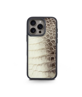 iPhone "Sport case" with leather cover - iPhone 16 ( all models ) - Genuine "Himalaya" crocodile brillant des détails fins