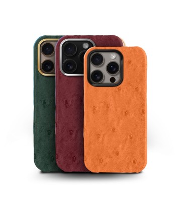 Leather iPhone case / cover - iPhone 16 ( Pro & Pro Max only ) - Ostrich leather solde