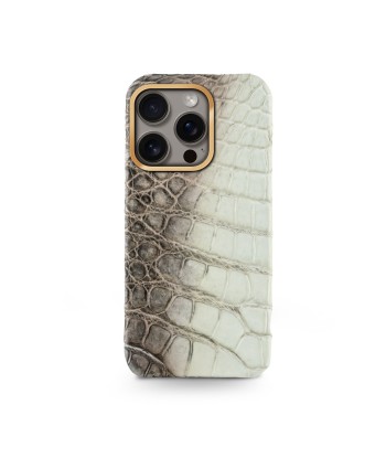 Leather iPhone case / cover "Prime" - iPhone 16 ( Pro & Pro Max only ) - Genuine "Himalaya" crocodile le des métaux précieux