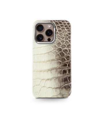 Leather iPhone case / cover "Prime" - iPhone 16 ( Pro & Pro Max only ) - Genuine "Himalaya" crocodile le des métaux précieux