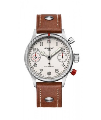 Hanhart 1882 Watch - Pioneer TwinDicator Ecru Stitching, fluted bezel votre restaurant rapide dans 