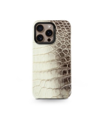 Leather iPhone case / cover "Prime" - iPhone 16 ( Pro & Pro Max only ) - Genuine "Himalaya" crocodile le des métaux précieux