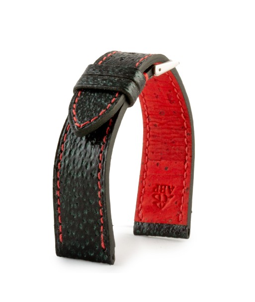 ​Eco-friendly "Upcycling"" watch strap - Dark green sea bass brillant des détails fins