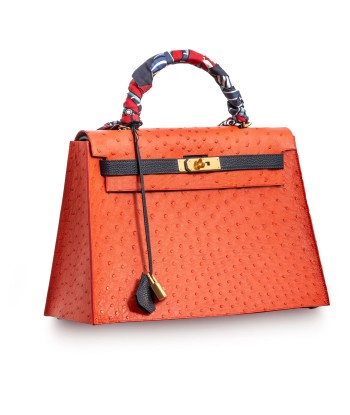 "Deluxe" Leather Cover (with flap) for Hermès Kelly & Birkin Bags - Ostrich (Bag not included) pas cher