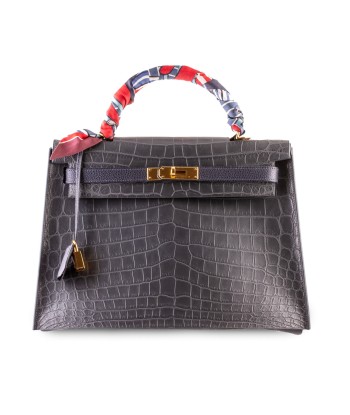 "Deluxe" Leather Cover (with flap) for Hermès Kelly & Birkin Bags - Alligator (Bag not included) pas cher