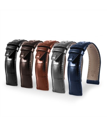 IWC Portofino - Bracelet montre cuir - Alligator (noir, marron, gris, bleu) de pas cher