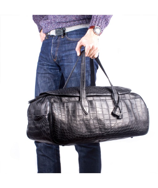 Sac de voyage cuir - Alligator noir l'achat 