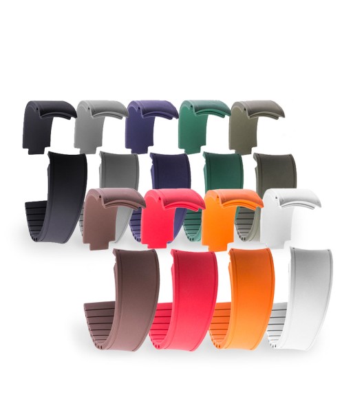 Rolex – Bracelet-montre caoutchouc R Strap – Rubber (noir, marron, gris, bleu, rouge, blanc, orange, kaki, blanc) de votre