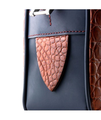 Mallette business cuir - Alligator marron / Veau bleu livraison et retour toujours gratuits