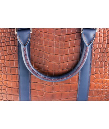 Mallette business cuir - Alligator marron / Veau bleu livraison et retour toujours gratuits