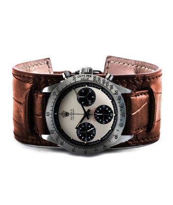 Bracelet bund vintage Paul Newman Daytona - Bracelet-montre cuir - Alligator (noir, marron, gris, bleu) français