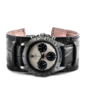 Bracelet bund vintage Paul Newman Daytona - Bracelet-montre cuir - Alligator (noir, marron, gris, bleu) français