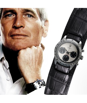 Bracelet bund vintage Paul Newman Daytona - Bracelet-montre cuir - Alligator (noir, marron, gris, bleu) français