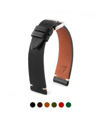 Bracelet "Retro" - Bracelet montre cuir - Veau type barenia (noir, marron, kaki, rouge, vert) Comparez plus de prix