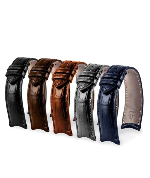 Anses courbes - Bracelet-montre cuir - Alligator (noir, marron, gris, bleu) Dans la société mordern