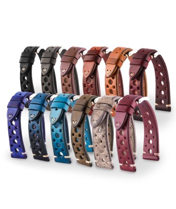 Bracelet Vintage "Racing" - Bracelet montre cuir - Veau (noir, gris, marron, bleu, rouge, taupe, camo) paiement sécurisé