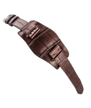 Bracelet bund vintage - Bracelet-montre cuir - Alligator (noir, marron, vert, kaki, violet) solde