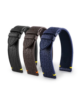 Bracelet Diver - Bracelet montre cuir - Requin (noir / jaune, marron / orange, bleu / jaune) Par le système avancé 