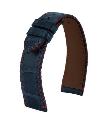 Bracelet montre cuir - Yachting couture semi tribale - Alligator (marron / bleu, bleu / marron) Le MVP de beaucoup