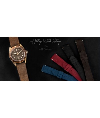 Tudor Black Bay Heritage - Bracelet-montre cuir - Veau brossé (noir, marron, bleu, rouge) Jusqu'à 80% De Réduction