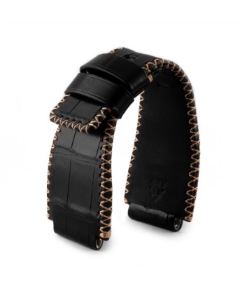 Bell & Ross - Bracelet-montre cuir - Alligator couture tribale (noir / marron, marron / marron) français