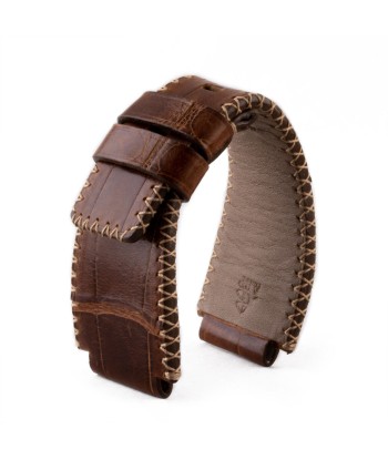 Bell & Ross - Bracelet-montre cuir - Alligator couture tribale (noir / marron, marron / marron) français