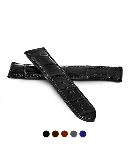 Omega - Bracelet de montre cuir - Alligator (noir, marron, gris, bleu) en stock