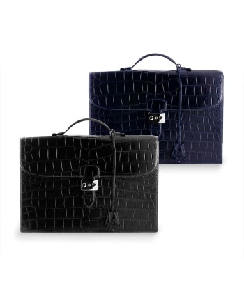 Serviette Business en Cuir - Alligator (noir, bleu) meilleur choix