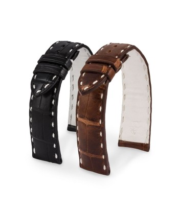 Bracelet montre cuir - Paddock - Alligator (noir, marron) Fin de série