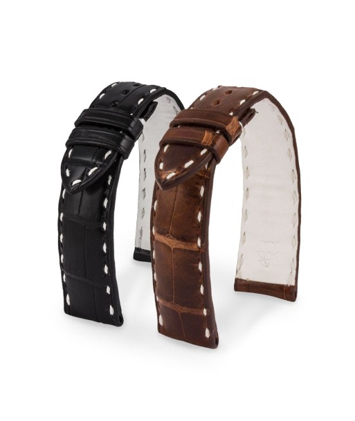 Bracelet montre cuir - Paddock - Alligator (noir, marron) Fin de série