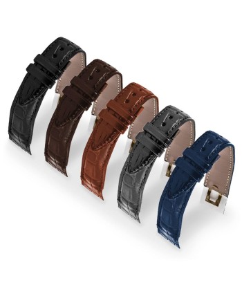 Attaches ouvertes - Bracelet montre cuir - Alligator (noir, marron, gris, bleu) pas chere