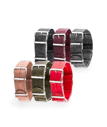 Bracelet-montre Nato 100% Wild cuir - Alligator sauvage (noir, marron, bleu, gris...) livraison gratuite