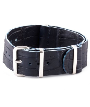 Bracelet-montre Nato 100% Wild cuir - Alligator sauvage (noir, marron, bleu, gris...) livraison gratuite